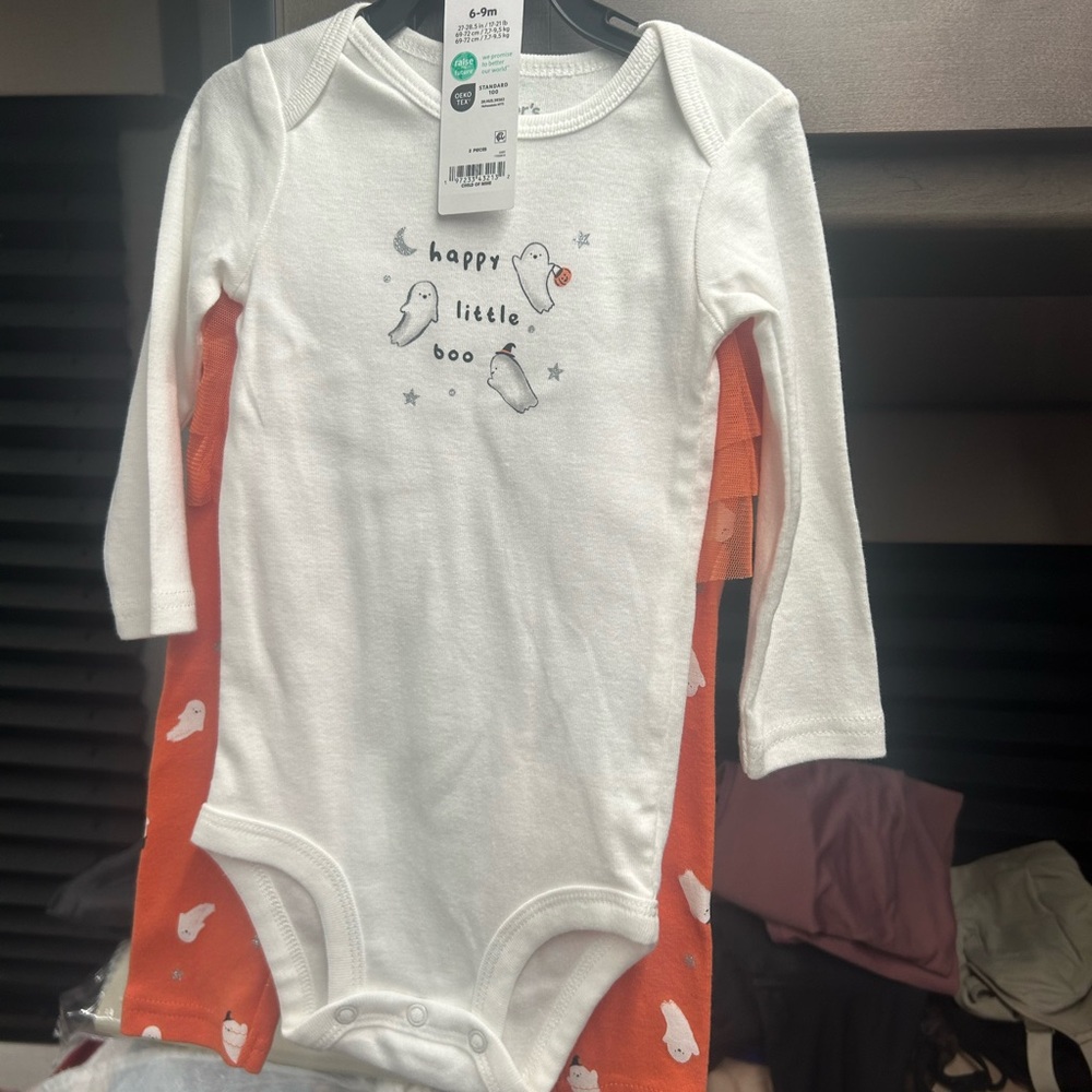 Happy Little Boo Kids One Piece - White and Orange